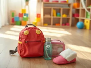 Drewniane liczydło i kolorowe klocki edukacyjne na stole w jasnej sali przedszkolnej.
